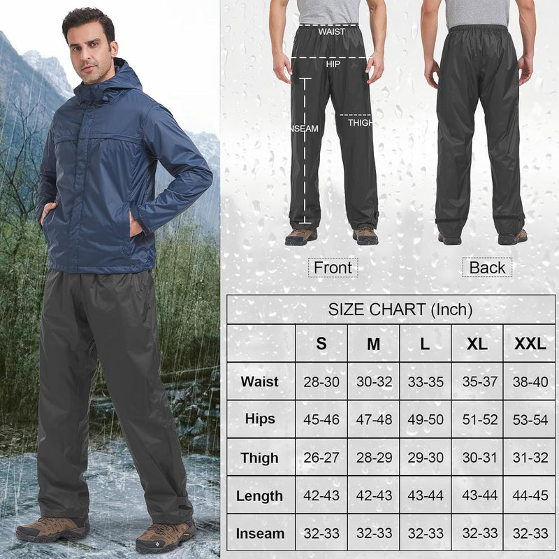 Asfixiado Regenhose Herren Fahrrad Leichte wasserdichte Winddichte Outdoorhose zum Wandern Camping T