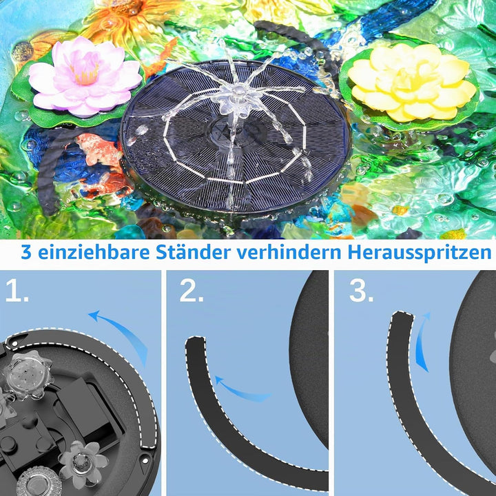 AISITIN Solar Springbrunnen für Aussen 3,5W,Solarbrunnen für Draussen mit 4 Sprüh Effekten, Solar Te