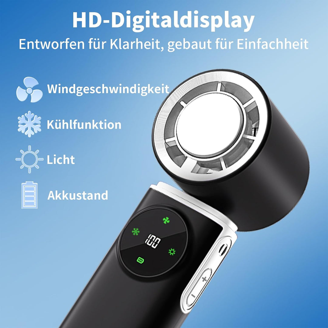 Tragbarer Hand-Turbo-Ventilator mit Eiskühlung, 199 Geschwindigkeitsstufen, 20000 U/min, 12h Kühlung