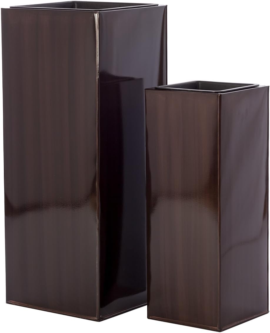 Casa Mina Zink Blumenkübel Pflanzkübel Hongkong 2er Set braun 80/60cm