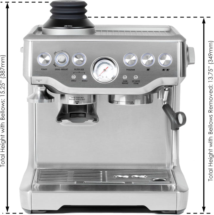 ARO Espresso™ Aluminium-Trichter mit Silikonbalg und integriertem Anti-Popcorn-Rohr, kompatibel mit