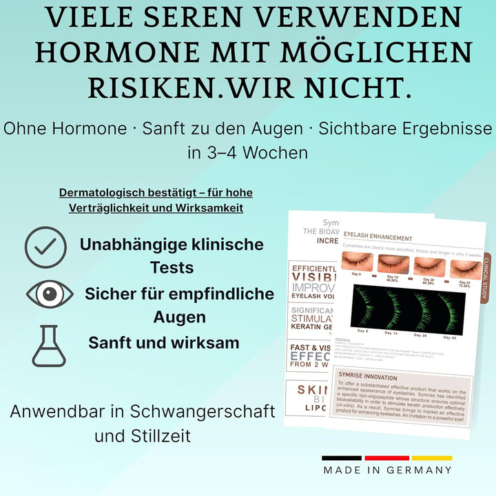 Wimpernserum ohne Hormone I 3ml I Lash Serum vegan &amp; cruelty free | Für empfindliche Augen I Längere