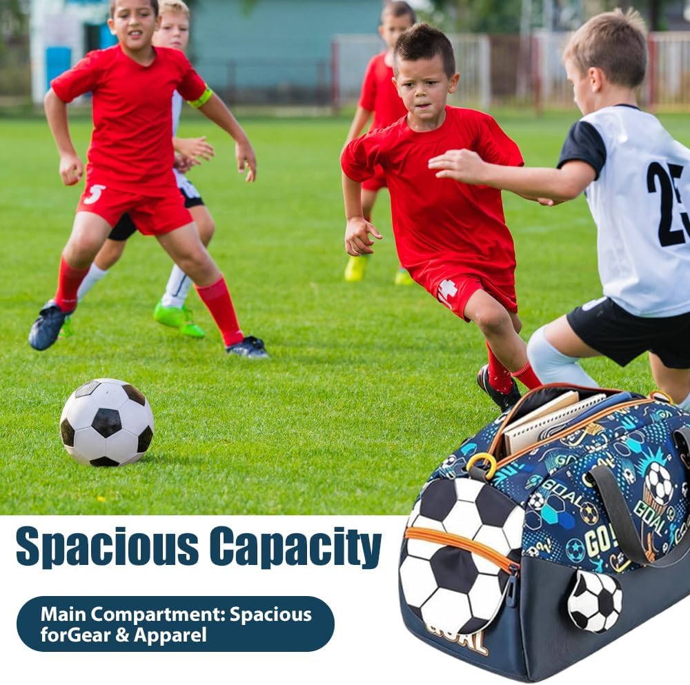 Sporttasche Kinder,Kinder Schwimmtasche,Blau-fussball Weekender Reisetasche,Sporttasche Jungen Mädch