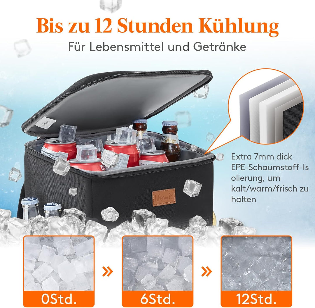 Lifewit 24L Kühl Rucksack Kühlrucksack Kühltasche Picknicktasche Gross Isoliert Cooler Bag Männer Fr