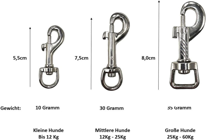 Biothane Hundeleine kleine Hunde/grosse Hunde verstellbar 2m / 2,40m / 2,80m / 3,50m / 5m SILBERNER