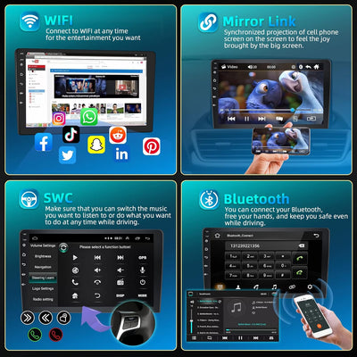 Podofo Autoradio 2 Din mit Wireless Apple Carplay & Android Auto, Android 13 2G+32G Doppel Din Auto