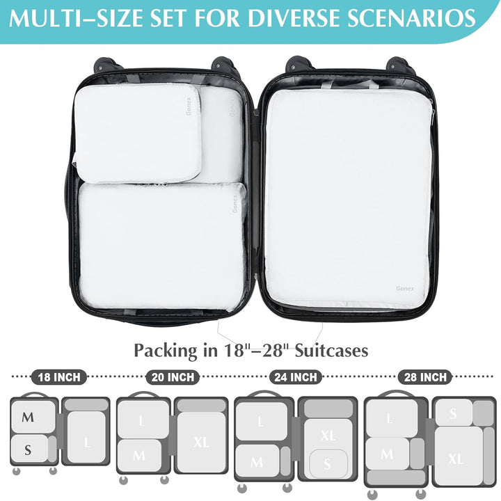 Gonex Compression Packing Cubes 4er Set, Gonex Kleidertaschen 4-teilig Verpackungswürfel, Kleidertas