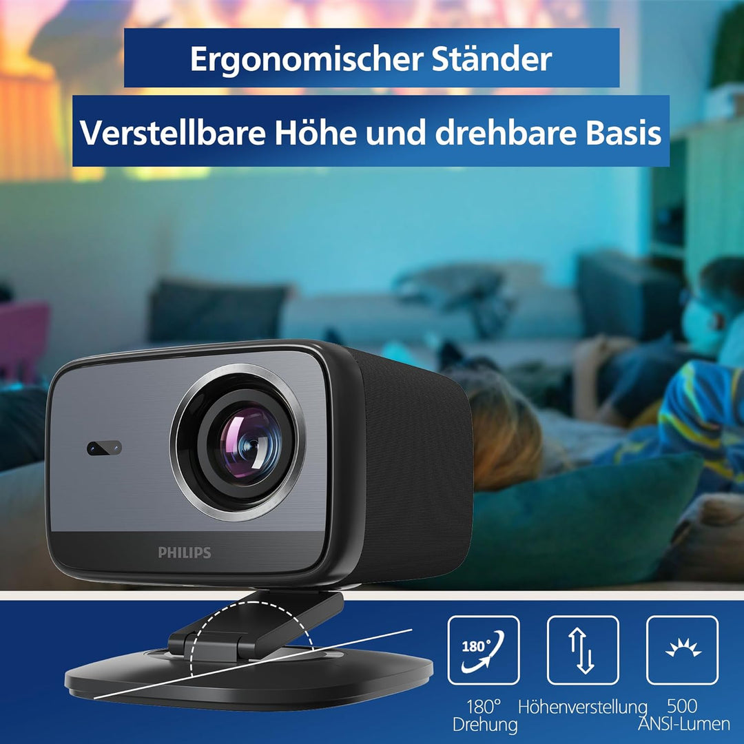 Philips Neopix 450 Smart, 4K-Videoprojektor, Google TV, Native Auflösung 1080p, 500 ANSI-Lumen, Wi-F