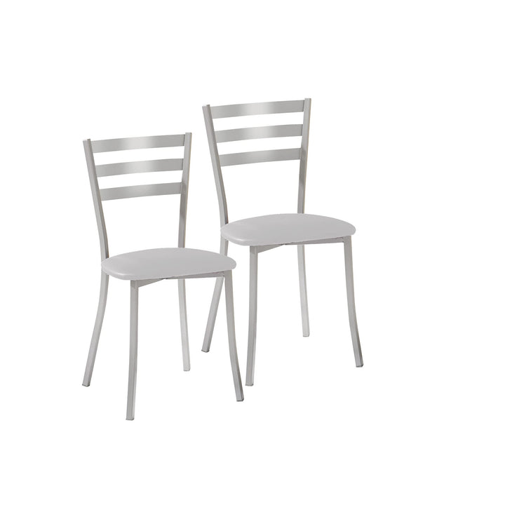 ASTIMESA SCRRGR Zwei Küchenstühle, Kunstleder,Metall, grau, Altura de asiento 45 cms