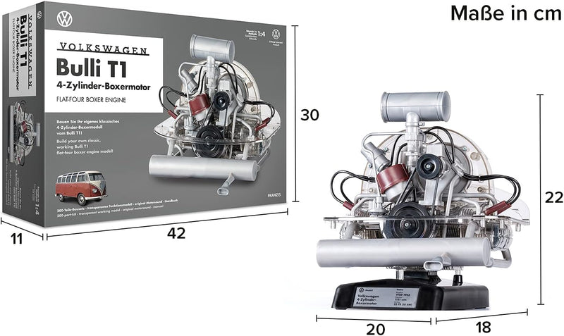 FRANZIS 67152 – Volkswagen VW Bulli T1 Boxermotor, originalgetreuer Motorbausatz des 4-Zylinder Moto