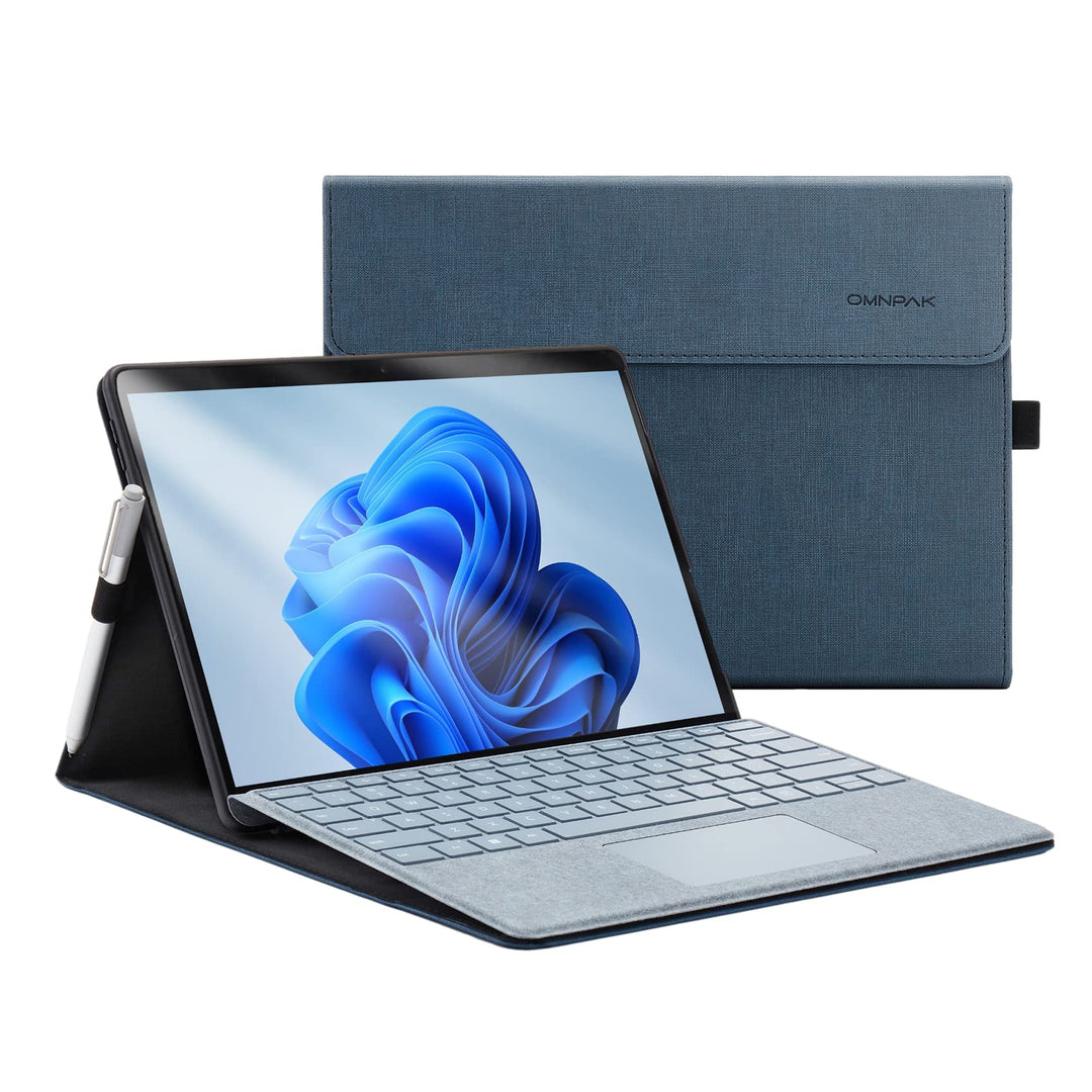 Omnpak Hülle für Surface Pro 8 Tablet, Business-Hülle mit Stifthalter, Einstellbarer Multi-Betrachtu