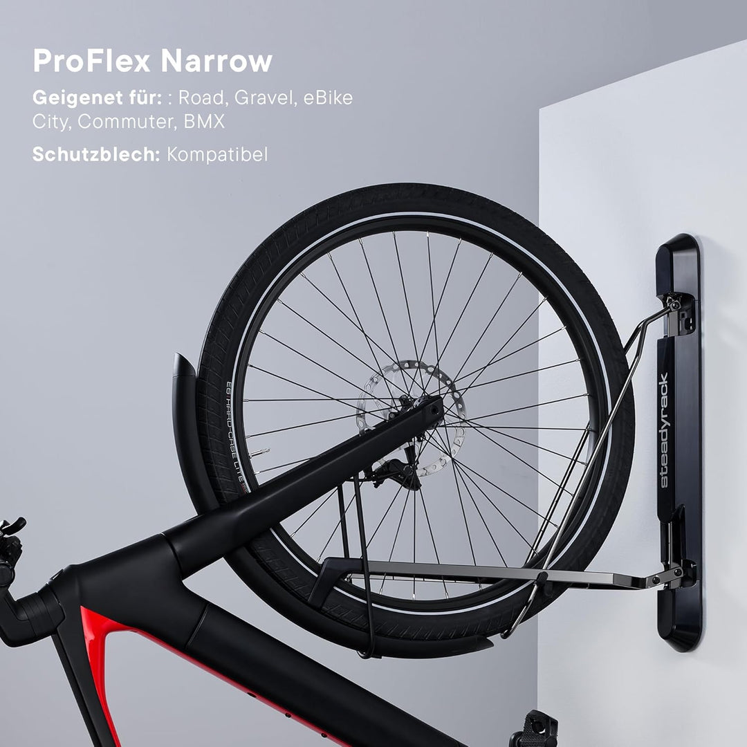 Steadyrack ProFlex Narrow Fahrrad Wandhalterung - Vertikale Fahrradhalterung klappbar für Garage &amp; W