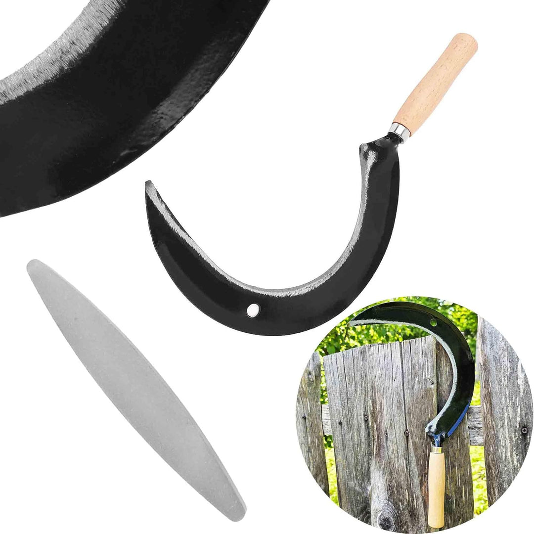 Set Hochwertige Sichelsensen mit Wetzstein, Scharf Sickle, 35 cm Handsensen, kleine Sensen, Trimmer,