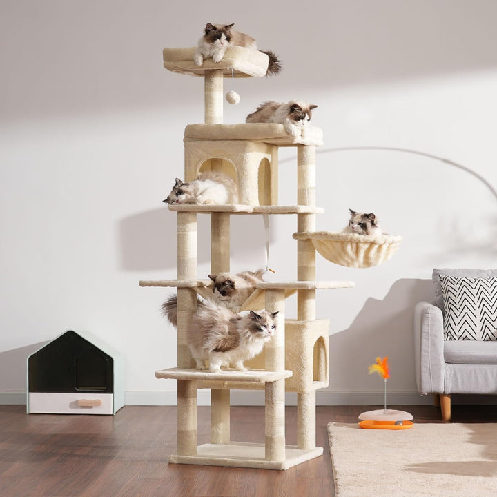 Heybly Kratzbaum, 178 cm Hoch, kratzsäule für Indoor Katzen, Mehrstöckiger Katzenkratzbaum mit 8 Kra