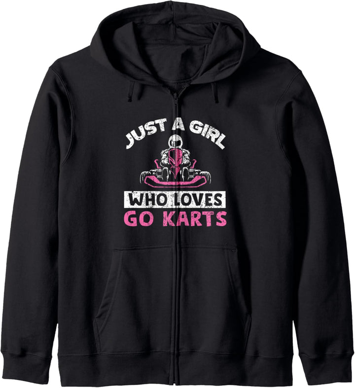 Just A Girl Who Loves Go Karts Lustiges Rennsport Kostüm Kapuzenjacke