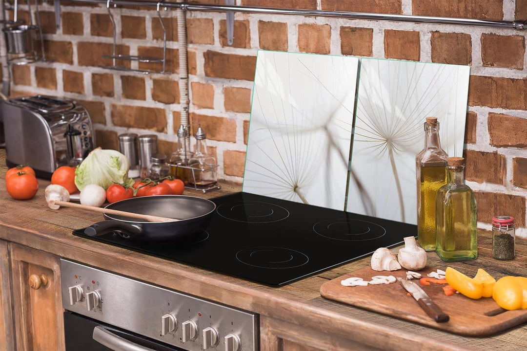 DarHaus Herdabdeckplatten 45x52 cm 2-teilig Ceranfeldabdeckung Induktion Herdschutz Spritzschutz Gla