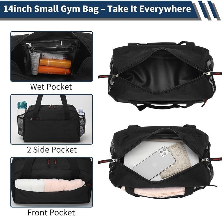 Kleine Sporttasche mit Nassfach - 35×20×20cm Handgepäck, Mini Duffle Bag mit Mehreren Fächern für Sp