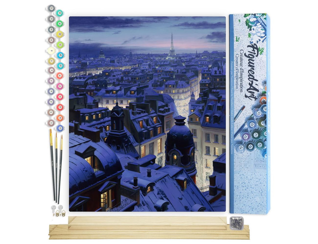 Figured'Art Malen Nach Zahlen Erwachsene Mit Rahmen Dächer in Paris - Paint by Numbers Basteln DIY B