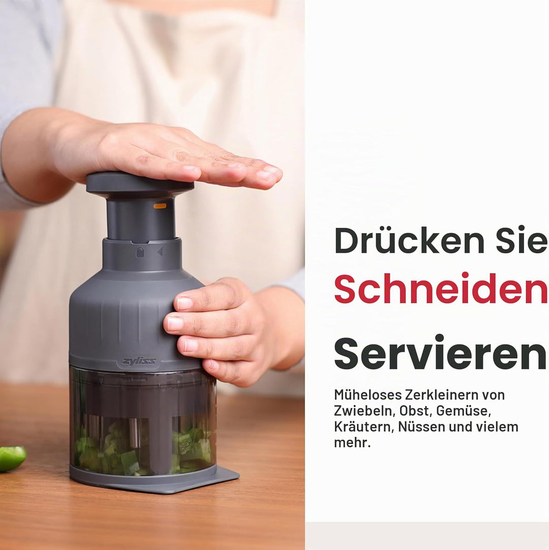 Zyliss Zick Zick 3 Manueller Lebensmittelzerkleinerer, manueller Gemüseschneider und -würfelschneide