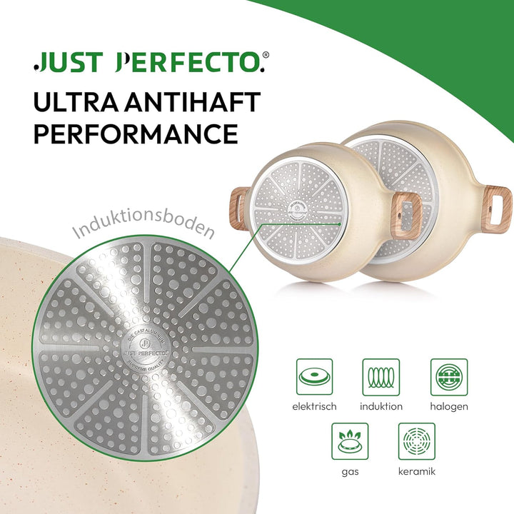 JUST PERFECTO Topf und Pfannenset Induktion - Pfannenset mit deckel - Induktions Töpfe Set - Töpfe u