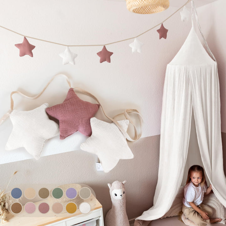 LILIMAUS Sternen Wimpelkette Stoff in 12 Farben - Kinderzimmer 100% Baumwolle Handmade Girlande - Mu