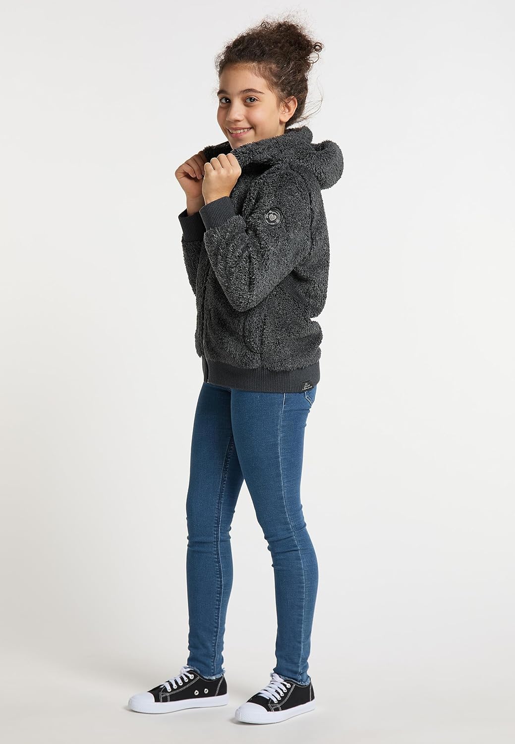 Ragwear Valentyna Mädchen Sweatjacke Sweatshirt mit Kapuze Plüsch Teddyfell Jacke Cardigan Strickjac