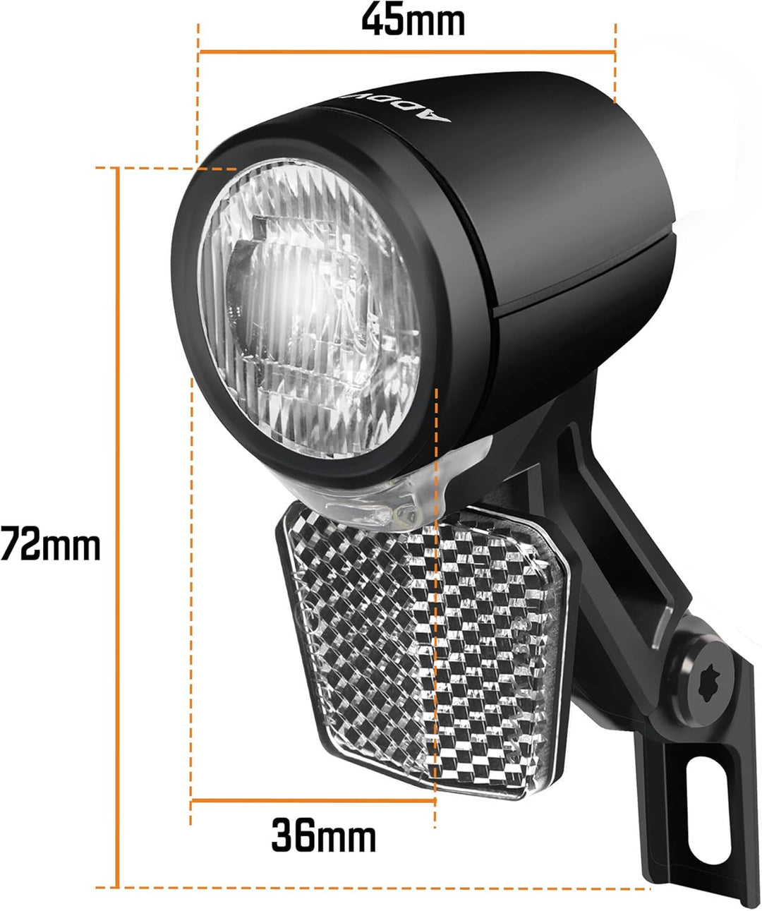 E-Bike Frontlicht 40 Lux Nova E40– LED Fahrradlampe mit 6–48V DC, StVZO & ECE zugelassen, IP65 wasse