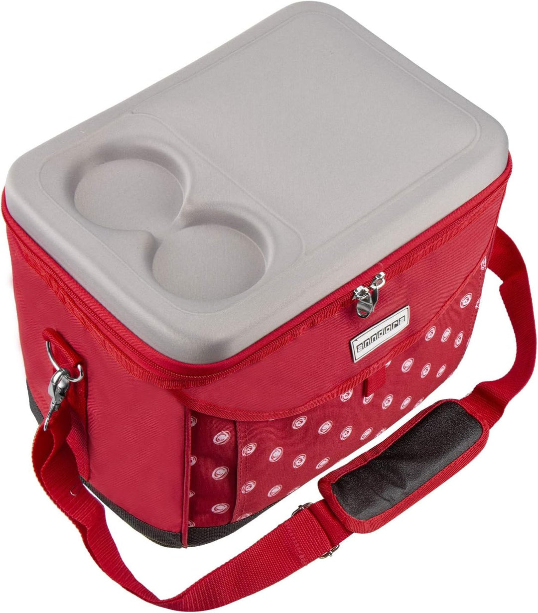 anndora Kühltasche 22 L Picknick Kühlbox 35 x 24 x 27 cm - Farbauswahl Rot Weiss Gepunktet, Rot Weis