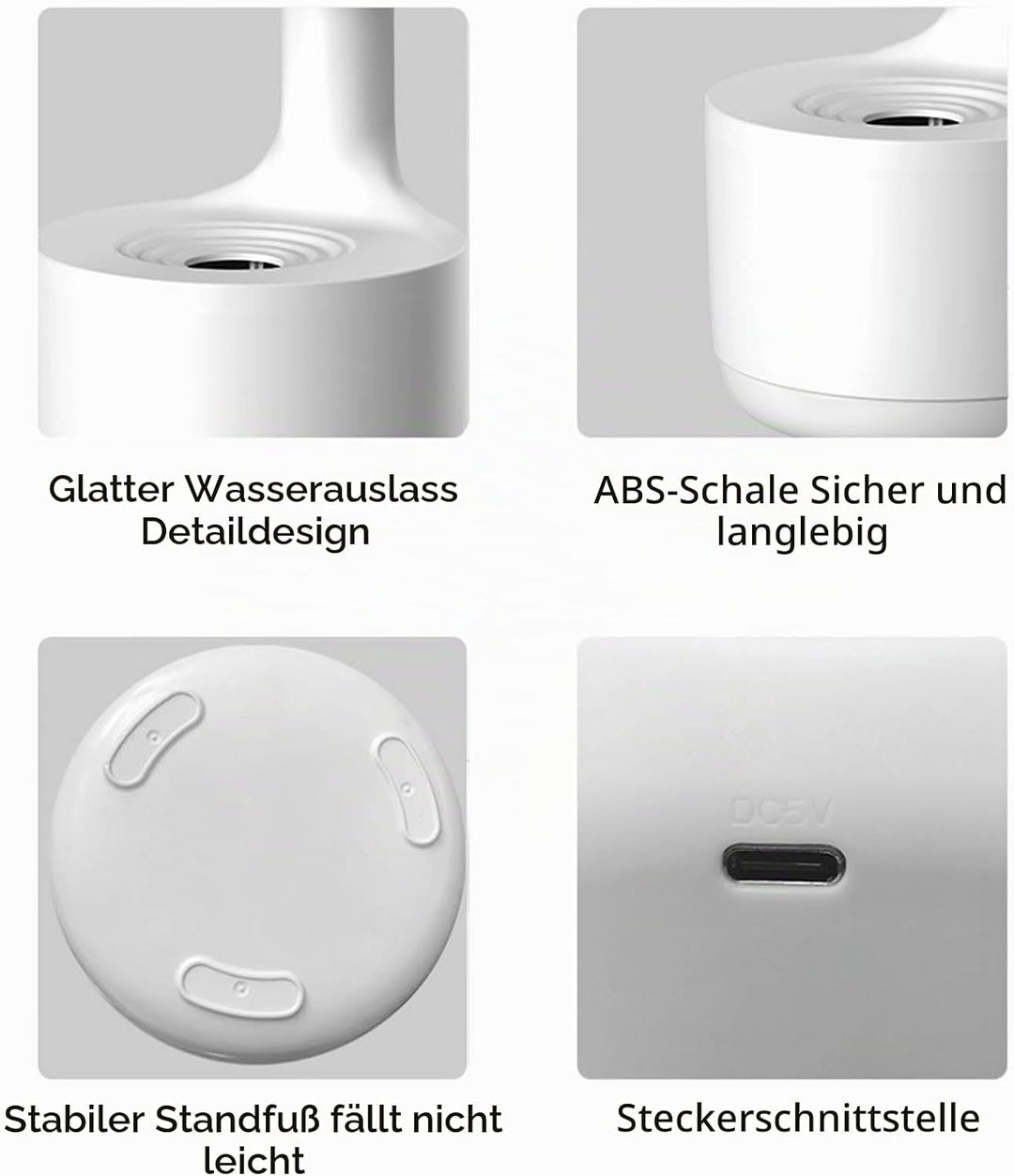 Fockety Anti-Gravity Wassertropfen Luftbefeuchter, 800ML USB Cool Mist Luftbefeuchter mit Nachtlicht