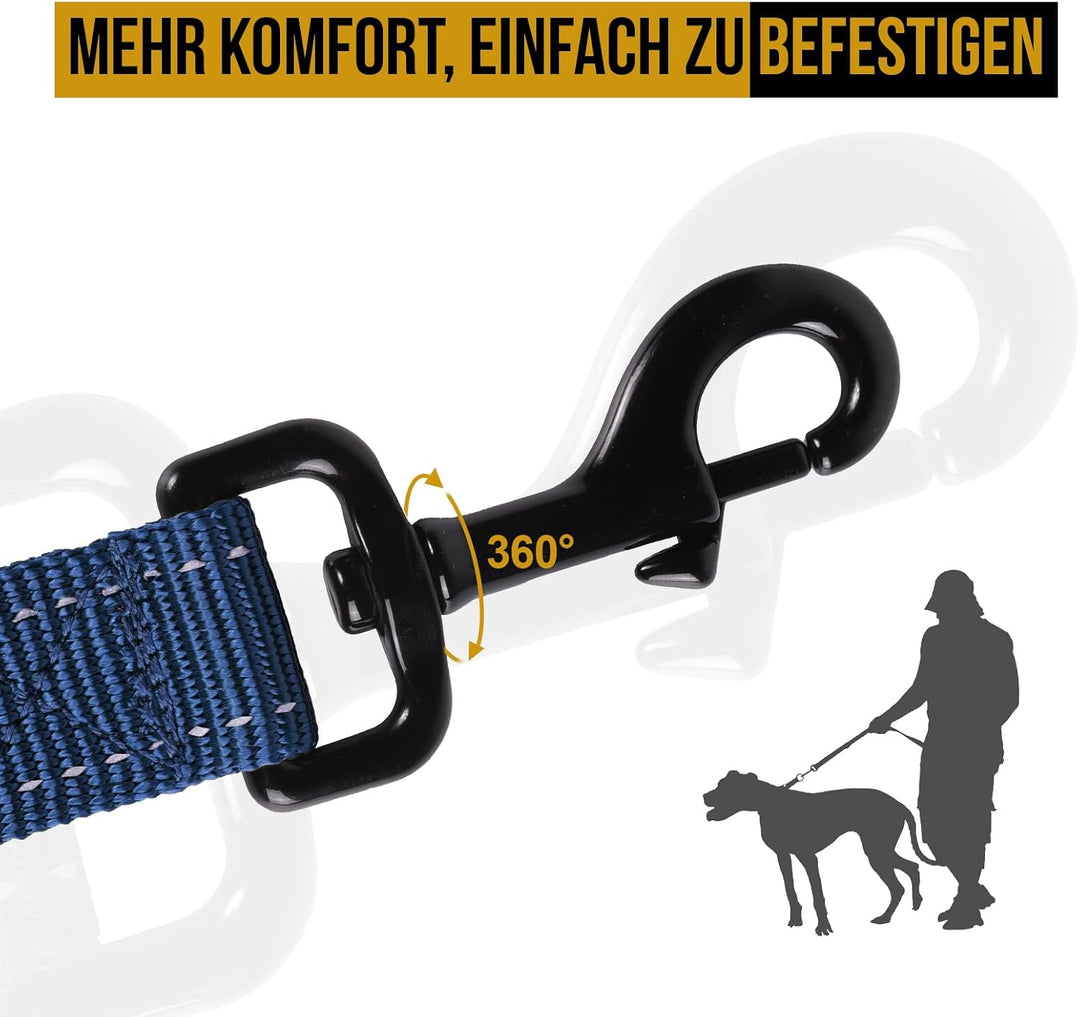 OneTigris doppel-Hundeleine mit reflektierenden Streifen M(182cm) Blau, M(182cm) Blau