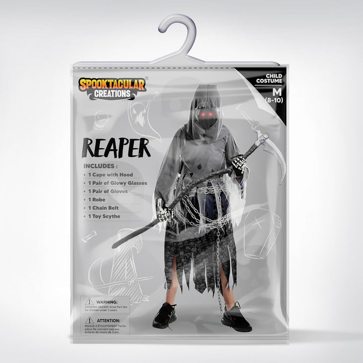 Soul Taker Kind Sensenmann Kostüm mit leuchtenden Augen für Halloween Trick-or-Treating, Large (10 -