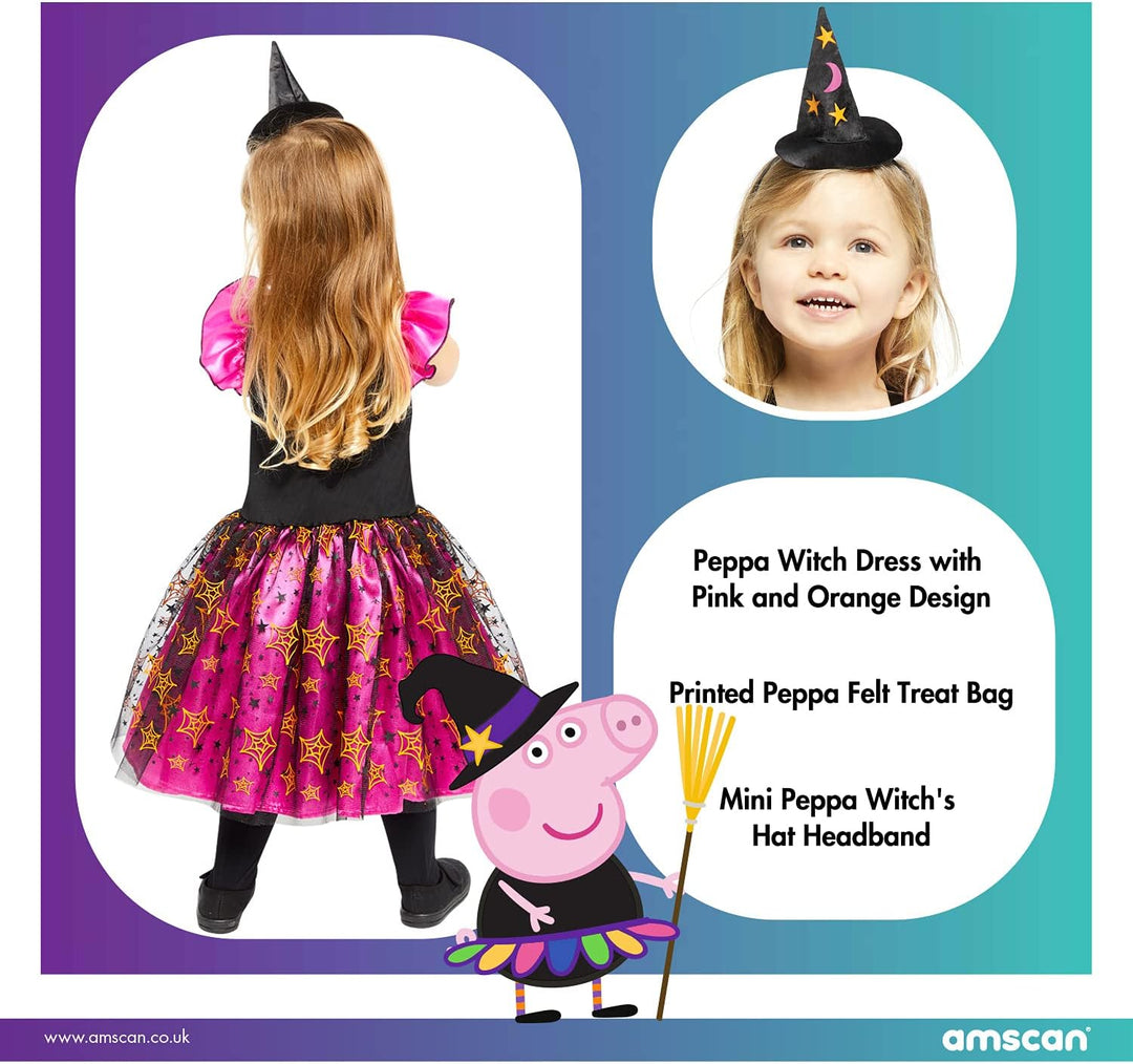 amscan 9908051 Offiziell lizenziertes Peppa Pig Hexen Kostüm für kinder Mädchen 3-4 Jahre, 3-4 Jahre