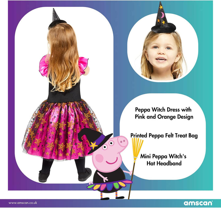amscan 9908051 Offiziell lizenziertes Peppa Pig Hexen Kostüm für kinder Mädchen 3-4 Jahre, 3-4 Jahre