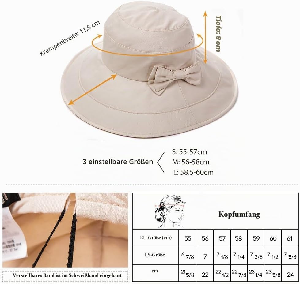 Comhats Sonnenhüte für Frauen mit breiter Krempe, UPF 50 UV-Sonnenschutz, faltbar, Sommer-Strandhut,