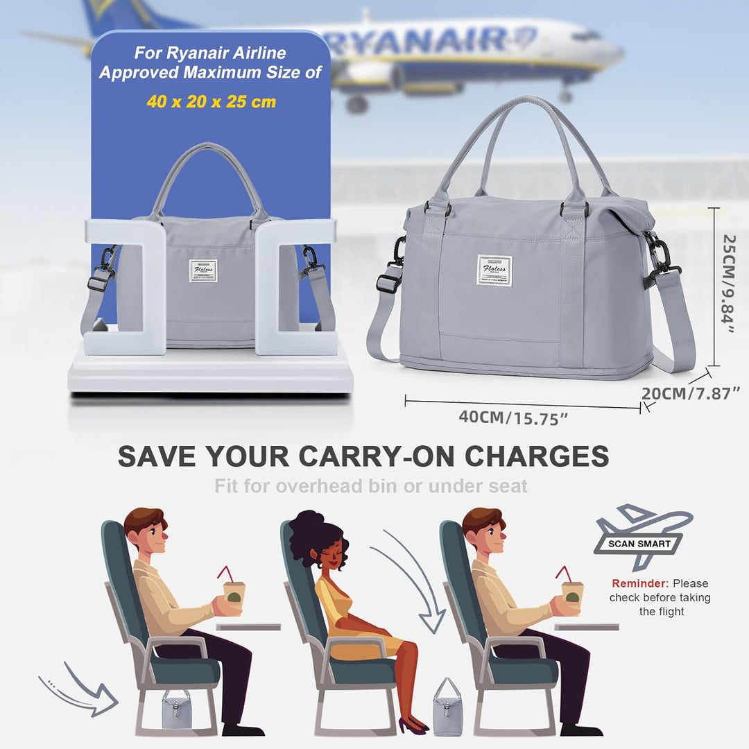 WEPLAN Reisetasche Damen Handgepäck Tasche Ryanair 40x20x25 für Flugzeug Airlines Sporttasche Reiset