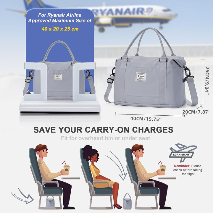 WEPLAN Reisetasche Damen Handgepäck Tasche Ryanair 40x20x25 für Flugzeug Airlines Sporttasche Reiset