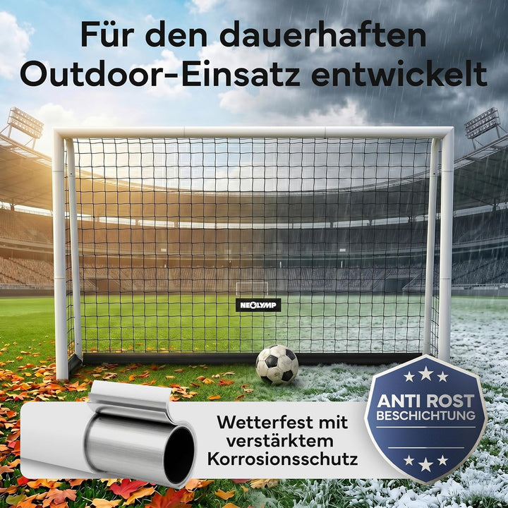 NEOLYMP Fussballtor für Garten – Robustes Stadion-Tor aus Metall, korrosionsgeschützt – Wetterfestes