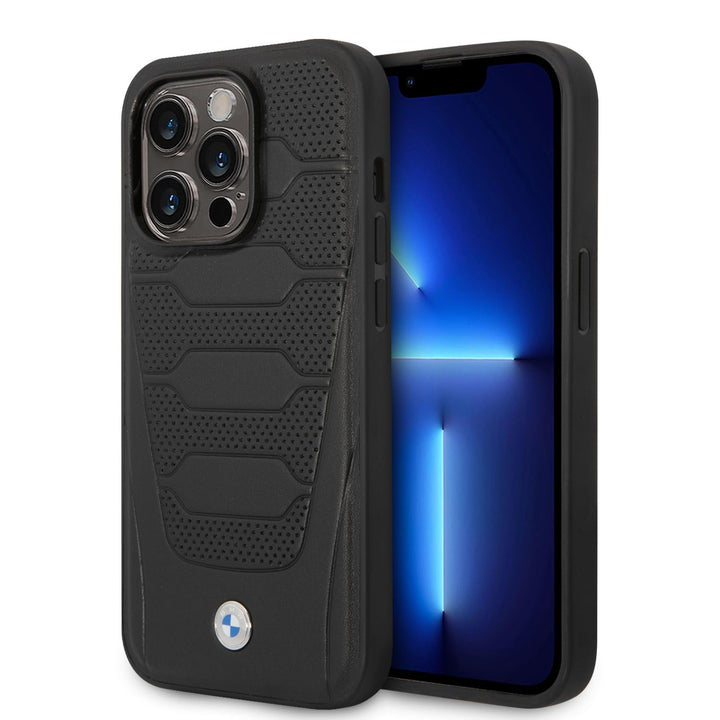 CG Mobile BMW Kompatibel mit Magsafe Signature Collection Echtleder Hülle mit perforierten Sitzen, k