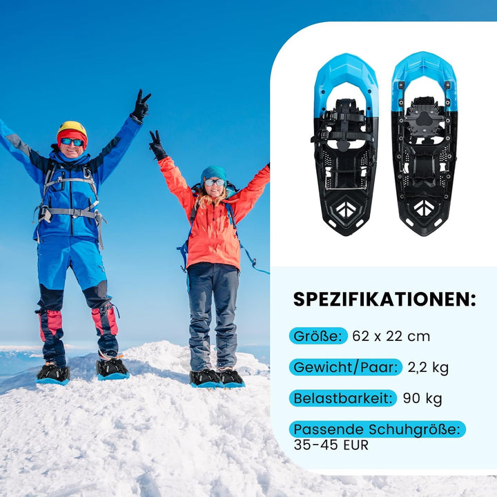 COSTWAY Schneeschuhe mit Steighilfe, Schuhgrösse 35-45 bis 90kg, leichtes Schneeschuh-Set mit Trekki