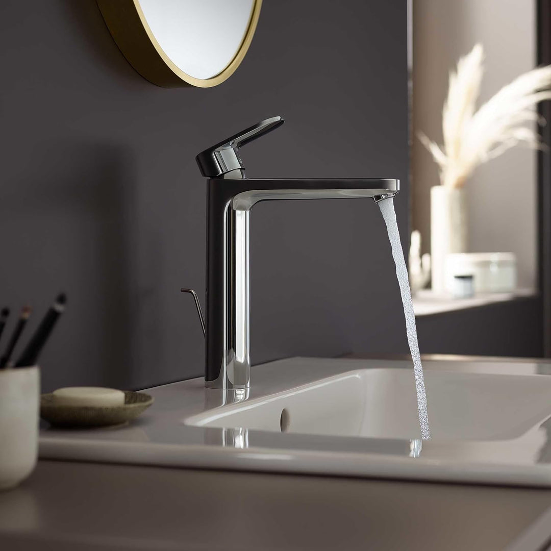 hansgrohe Vernis Blend - Waschtischarmatur mit Zugstangen-Ablauf, Wasserhahn Bad mit Auslauf Höhe 19