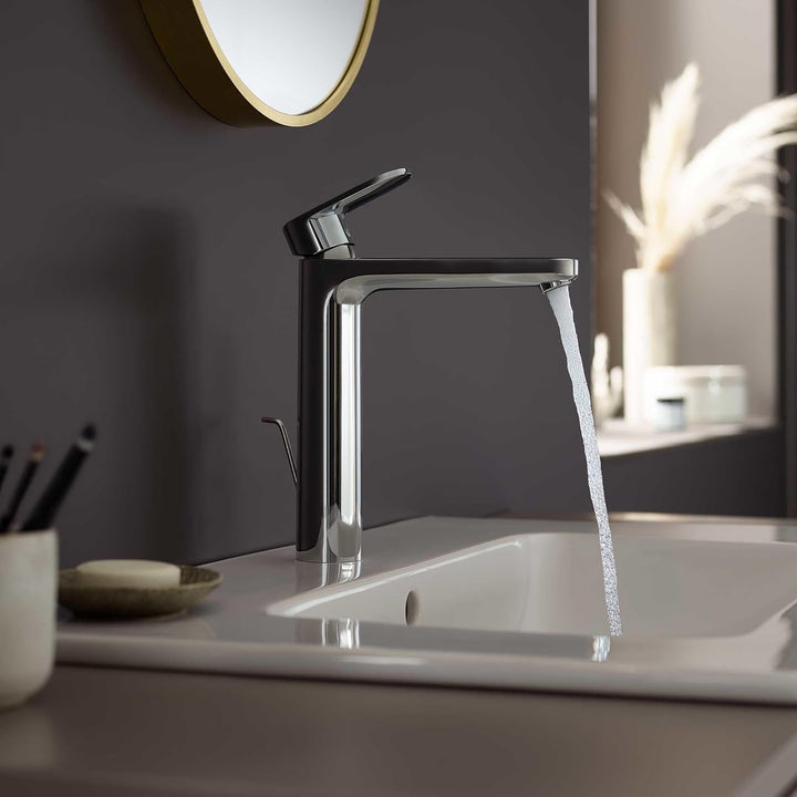 hansgrohe Vernis Blend - Waschtischarmatur mit Zugstangen-Ablauf, Wasserhahn Bad mit Auslauf Höhe 19