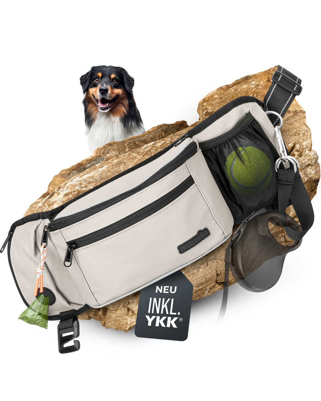 Gassi Tasche 'Atlas' - Premium Leckerlitasche für Hunde - Inkl. YKK® Zipper & Leinenhalterung - Bauc