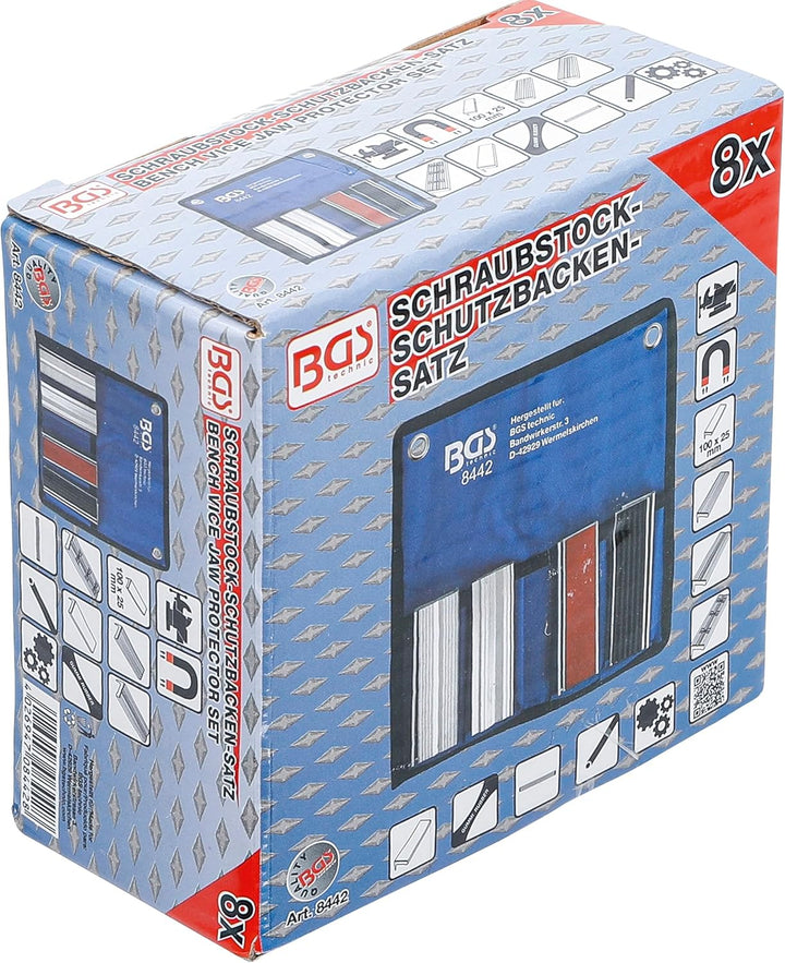 BGS 8442 | Schraubstock-Schutzbacken-Satz | 8-tlg. | Aluminium | 100 mm | mit Magnet | Alu | Schonba