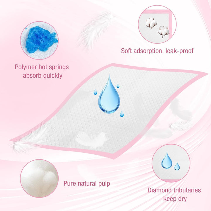 100 Stück Wickelunterlage Einweg, 33 x 45cm Baby Changing Mat für Unterwegs, Inkontinenzunterlage Wi
