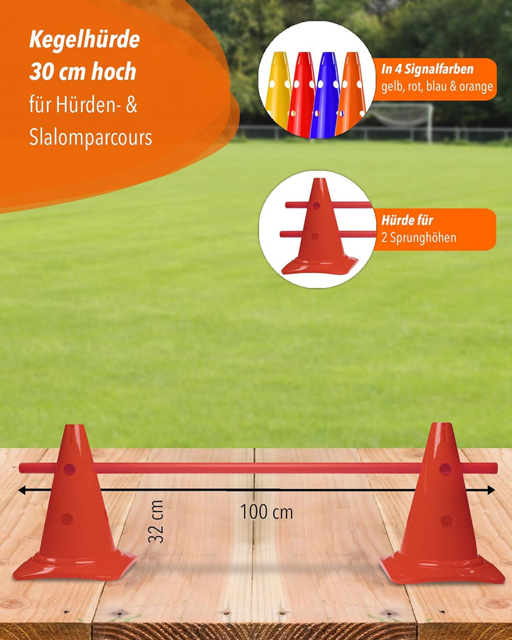 Kombi Kegel-Hürde 30 – 4er Set – Parcours-Hindernis für Agility-Training – Sprung- &amp; Slalom für Hund