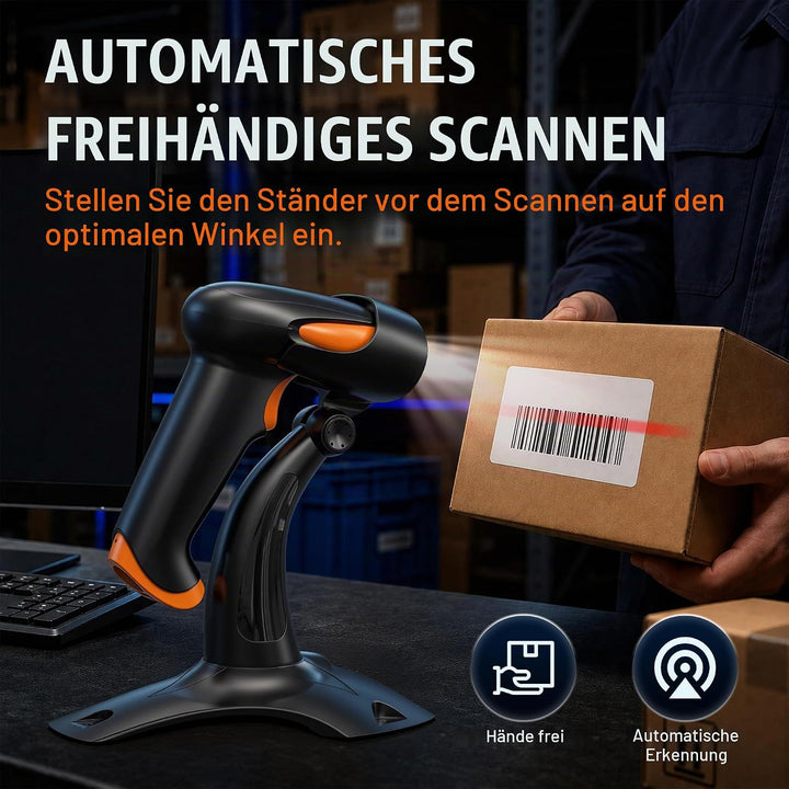 Tera Barcode-Scanner 1D 2D QR 3 in 1 Wireless 2.4 GHz/Bluetooth/USB Wired Barcode-Lesegerät mit Stän