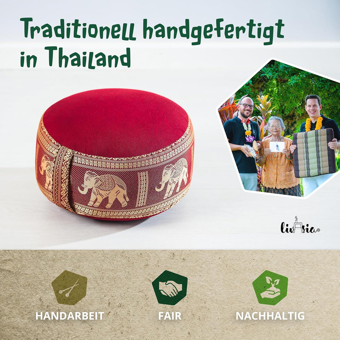 Livasia Meditationskissen Thaiseide, Yogakissen klein mit Kapok, Pouf, Bodenkissen Yoga Zen Meditati