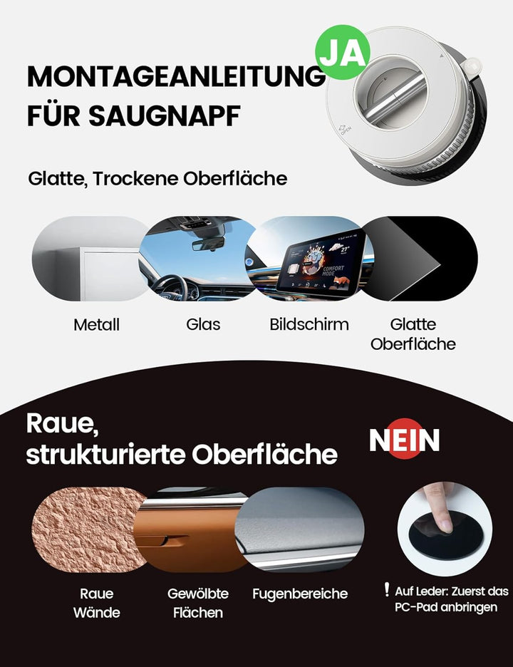 Lamicall Magnetische Handyhalterung Auto für Magsafe Autohalterung - [Vakuum Saugnapf & 24X Magnet]