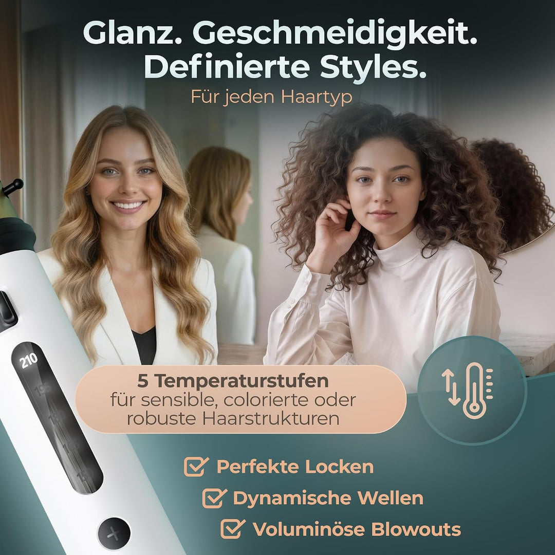 Steinbach Professional Reise-Curler Brush wet und dry mit einziehbaren Bürsten und LED Temperaturreg
