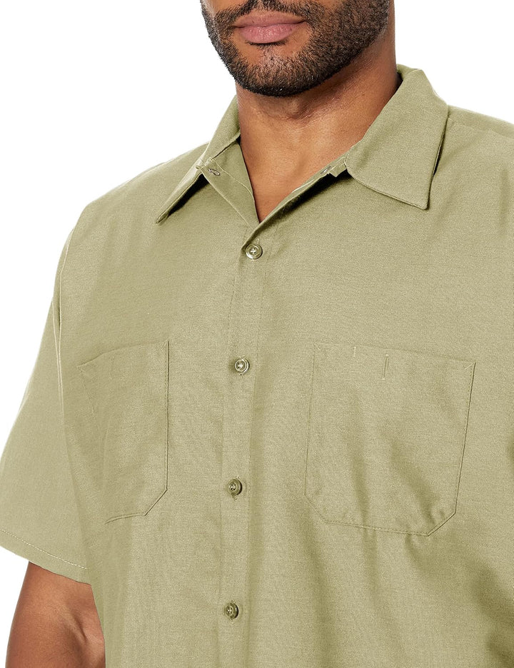 Red Kap Industrielles Arbeitshemd für Herren, Normale Passform, kurzärmelig XL Khaki, XL Khaki